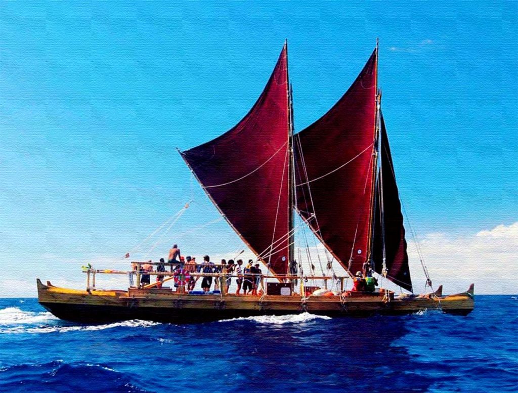 Hokulea sailing on the ocean